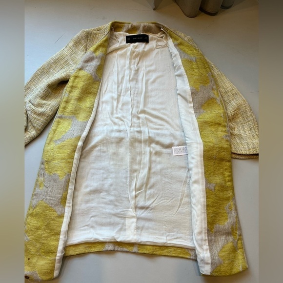 Zara tweed mixed pattern yellow blazer - Picture 3 of 12
